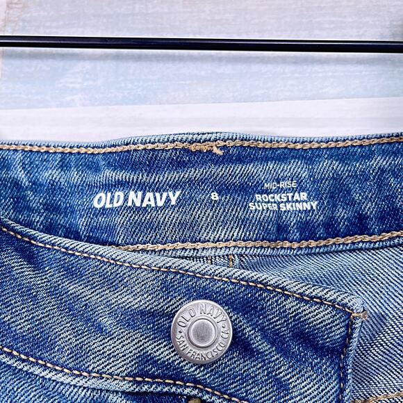 OLD NAVY Mid-Rise Rockstar Super-Skinny Ankle Jeans Blue Medium Wash Womens 8 - Picture 8 of 10